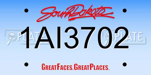 1AI3702 South Dakota License Plate
