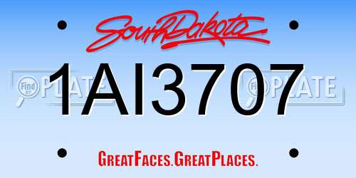 1AI3707 South Dakota License Plate