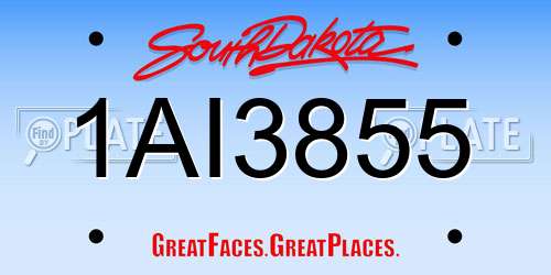 1AI3855 South Dakota License Plate