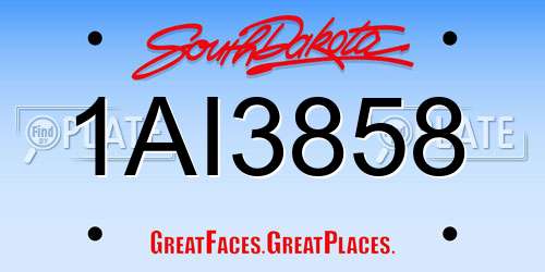 1AI3858 South Dakota License Plate