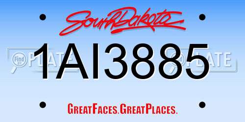 1AI3885 South Dakota License Plate