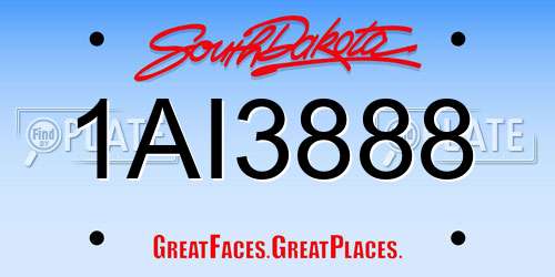 1AI3888 South Dakota License Plate