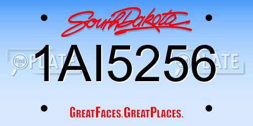 1AI5256 South Dakota License Plate
