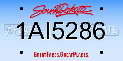 1AI5286 South Dakota License Plate