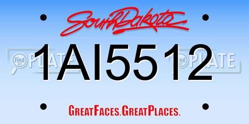 1AI5512 South Dakota License Plate