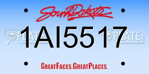 1AI5517 South Dakota License Plate