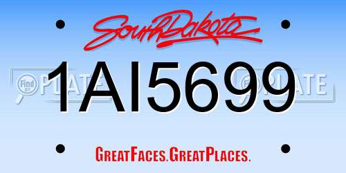 1AI5699 South Dakota License Plate
