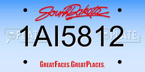 1AI5812 South Dakota License Plate