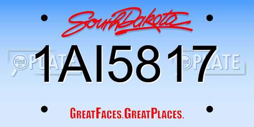 1AI5817 South Dakota License Plate