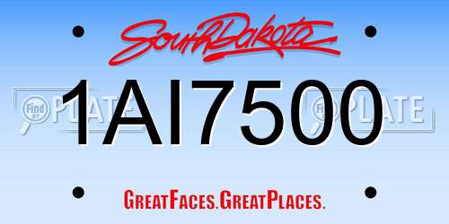 1AI7500 South Dakota License Plate