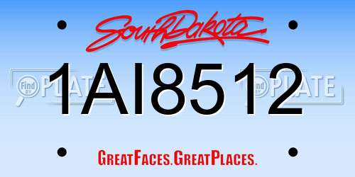 1AI8512 South Dakota License Plate