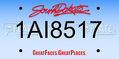 1AI8517 South Dakota License Plate