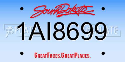 1AI8699 South Dakota License Plate