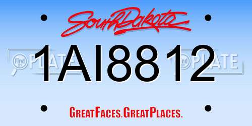 1AI8812 South Dakota License Plate
