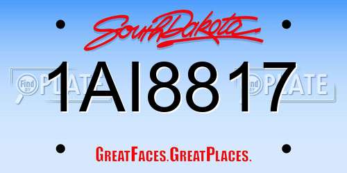 1AI8817 South Dakota License Plate