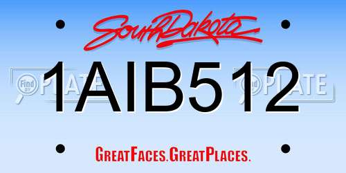 1AIB512 South Dakota License Plate