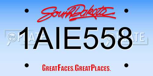 1AIE558 South Dakota License Plate