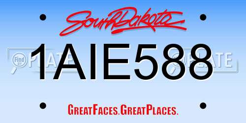 1AIE588 South Dakota License Plate