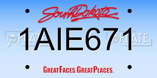1AIE671 South Dakota License Plate