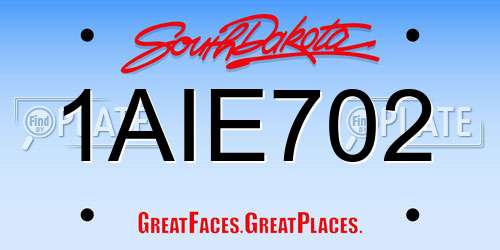 1AIE702 South Dakota License Plate