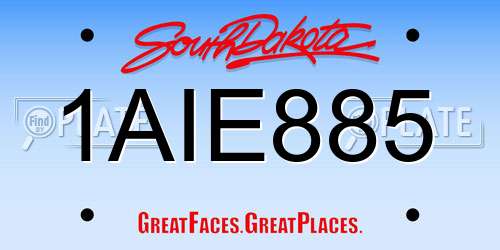 1AIE885 South Dakota License Plate