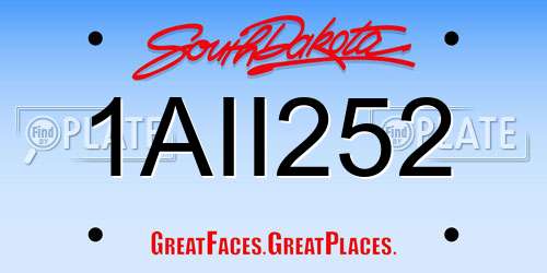 1AII252 South Dakota License Plate