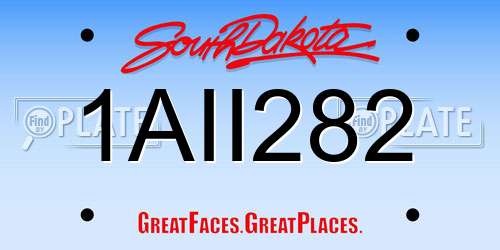 1AII282 South Dakota License Plate
