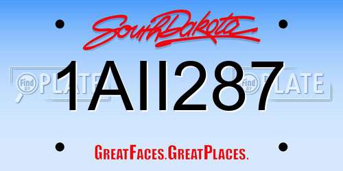 1AII287 South Dakota License Plate