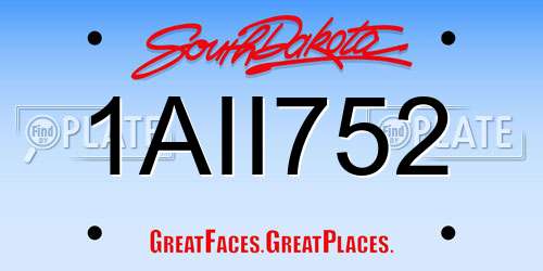 1AII752 South Dakota License Plate