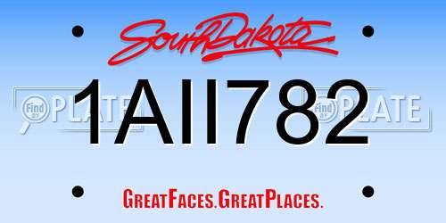 1AII782 South Dakota License Plate