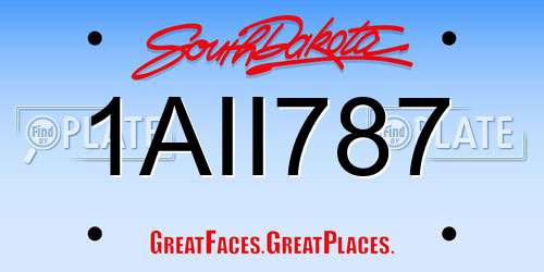 1AII787 South Dakota License Plate