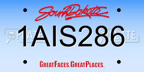 1AIS286 South Dakota License Plate