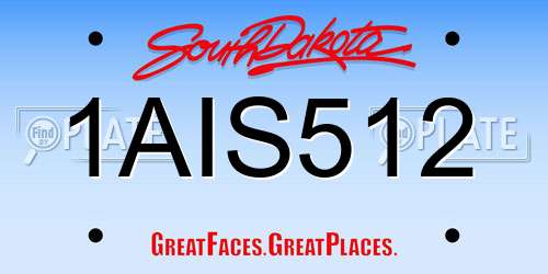 1AIS512 South Dakota License Plate