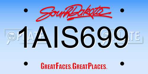 1AIS699 South Dakota License Plate