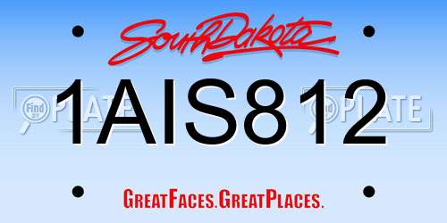 1AIS812 South Dakota License Plate