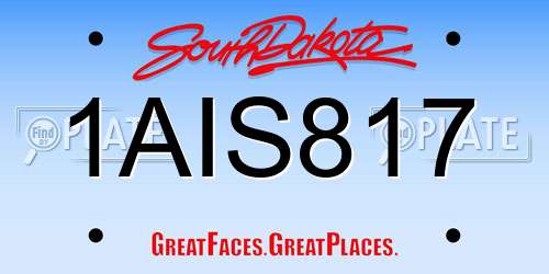 1AIS817 South Dakota License Plate