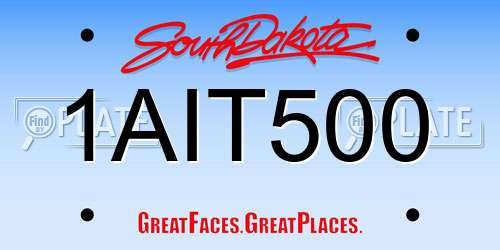 1AIT500 South Dakota License Plate