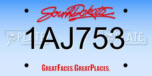 1AJ753 South Dakota License Plate