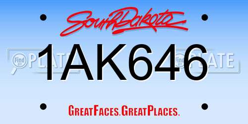 1AK646 South Dakota License Plate