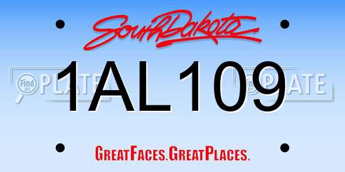 1AL109 South Dakota License Plate