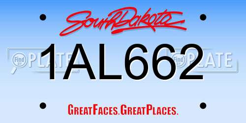 1AL662 South Dakota License Plate