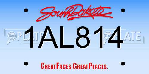1AL814 South Dakota License Plate