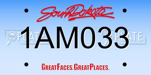 1AM033 South Dakota License Plate