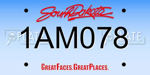 1AM078 South Dakota License Plate