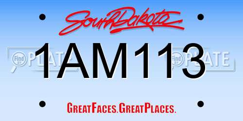 1AM113 South Dakota License Plate