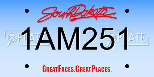 1AM251 South Dakota License Plate