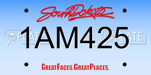 1AM425 South Dakota License Plate