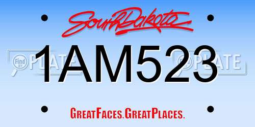 1AM523 South Dakota License Plate
