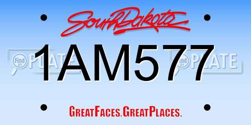 1AM577 South Dakota License Plate