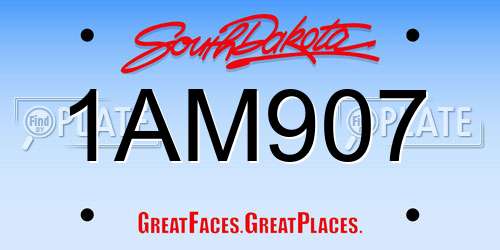 1AM907 South Dakota License Plate